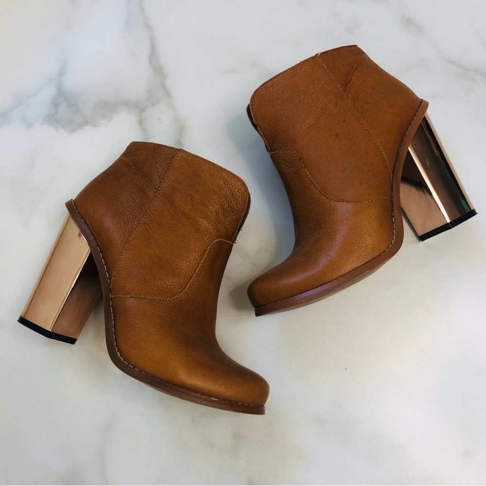 Chinese Laundry Kristin Cavallari Raylin Leather Mirror Heel Ankle Booties 8.5